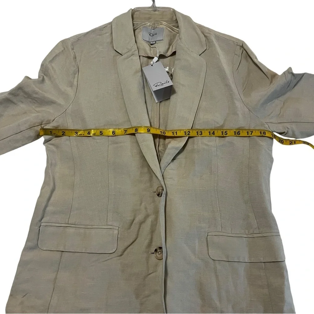NWT RAILS Flynn Blazer In Taupe Linen Blend Boxy Oversized Relaxed Workwear S - Picture 6 of 16